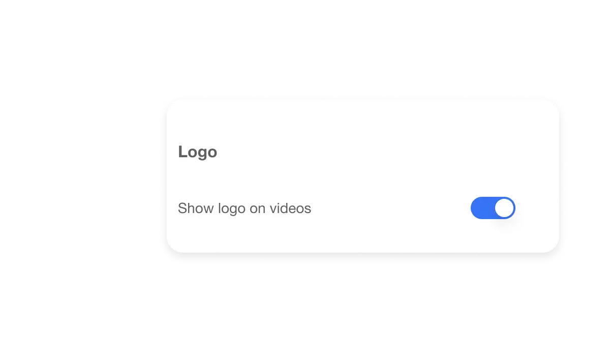 Video Branding with Logo Overlays - Interface showing option to toggle logo display on videos, with a prompt to upgrade to Business or Enterprise plans for access to this premium feature.